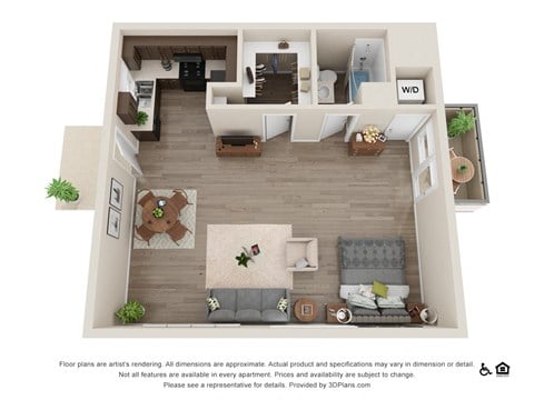 Floor plan for studio, 1 bath, 440 sqft